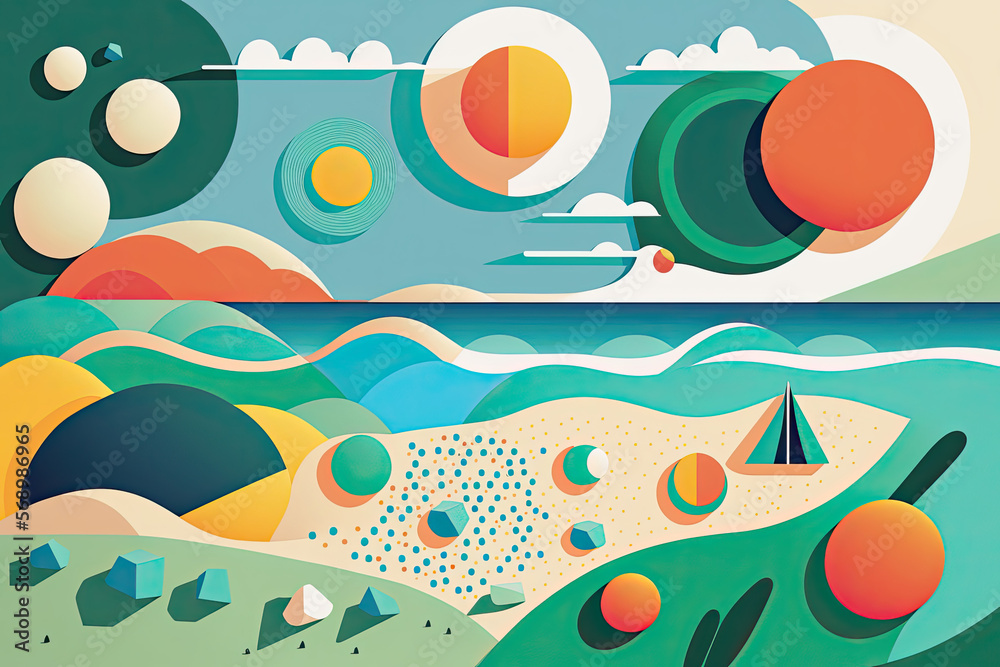 landscape with beach and sea, generative ai illustration landscape with beach and sea, generative ai illustration