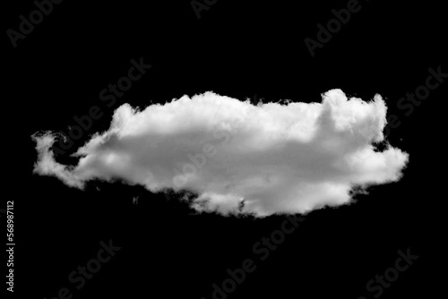 White cloud isolated on black background. Black and white sky template