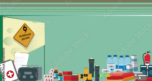 Hurricane preparedness week, Design Illustration.  Banner, Advertising, Poster design. copy space.