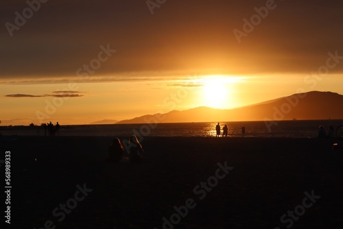 Sunset over the Mountains from Jericho Beach, Vancouver photo