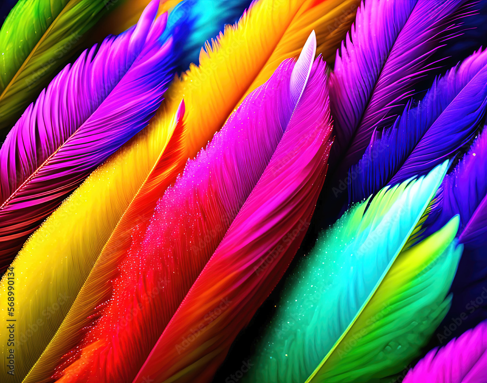 Fototapeta premium bright coloured feathers illustration