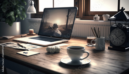 Home Style  desktop  table  laptop  coffe