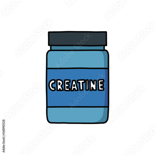 creatine powder doodle icon, vector color line illustration