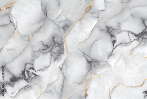 White marble with gold and grey veins surface abstract background. Decorative acrylic paint pouring rock marble texture. Horizontal natural grey and gold abstract pattern.