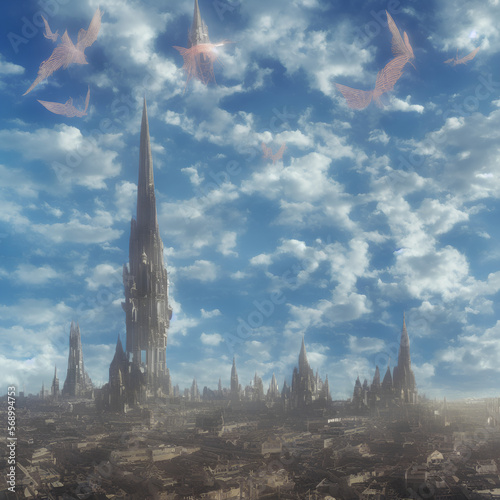A floating city in the sky AI Generative