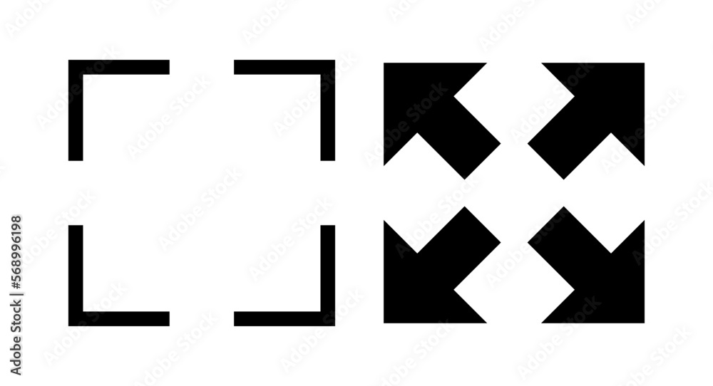 Fullscreen Icon vector illustration. Expand to full screen sign and symbol. Arrows symbol Fullscreen Icon vector illustration. Expand to full screen sign and symbol. Arrows symbol