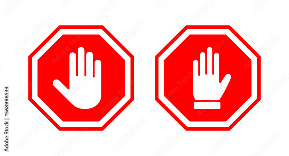 Stop icon vector illustration. stop road sign. hand stop sign and symbol. Do not enter stop red sign with hand Stop icon vector illustration. stop road sign. hand stop sign and symbol. Do not enter stop red sign with hand