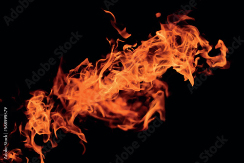 Realistic fire flame in black background