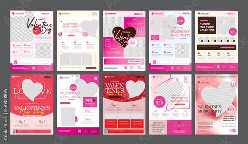 Valentine's Party Invitations Flyer Packs - 10 Templates - Perfect for your Valentines Party