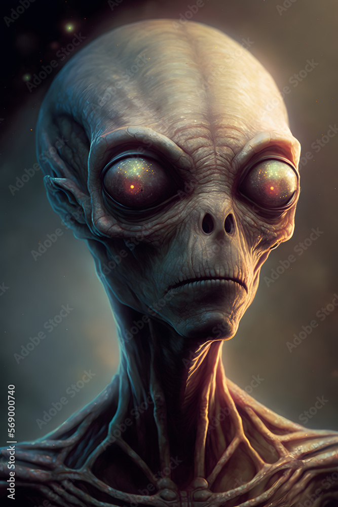 ET Alien UFO portrait generative AI render