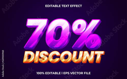 70% discount 3d text effect and editable text, template 3d style use for business tittle