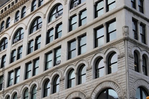 Building facade with arched windows