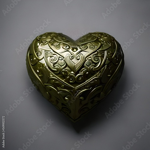 Coração ornamental moldado em metal
