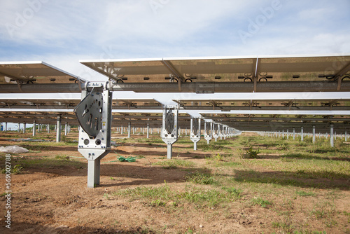 Solar farm construction with single axis trackers photo