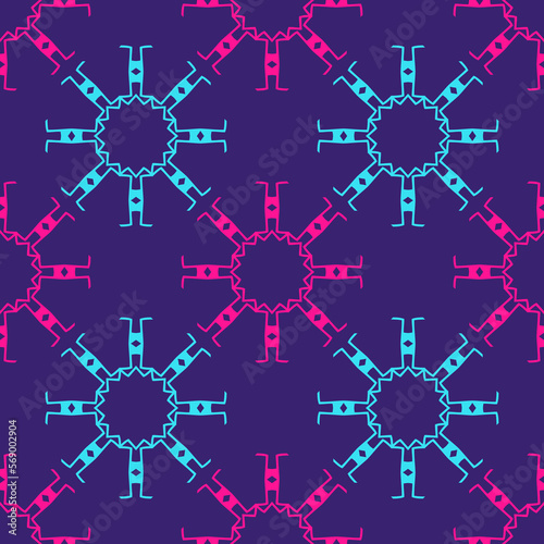 Seamless pattern with bright geometric ornament.
