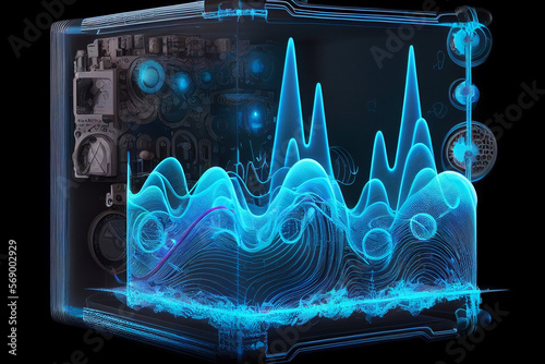 Sound akustische Schallwelle überlagerte Welle aus dem Radio Generative AI photo