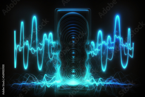 Sound akustische Schallwelle überlagerte Welle aus dem Radio Generative AI photo