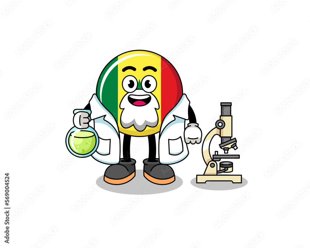 Mascot of senegal flag as a scientist Mascot of senegal flag as a scientist