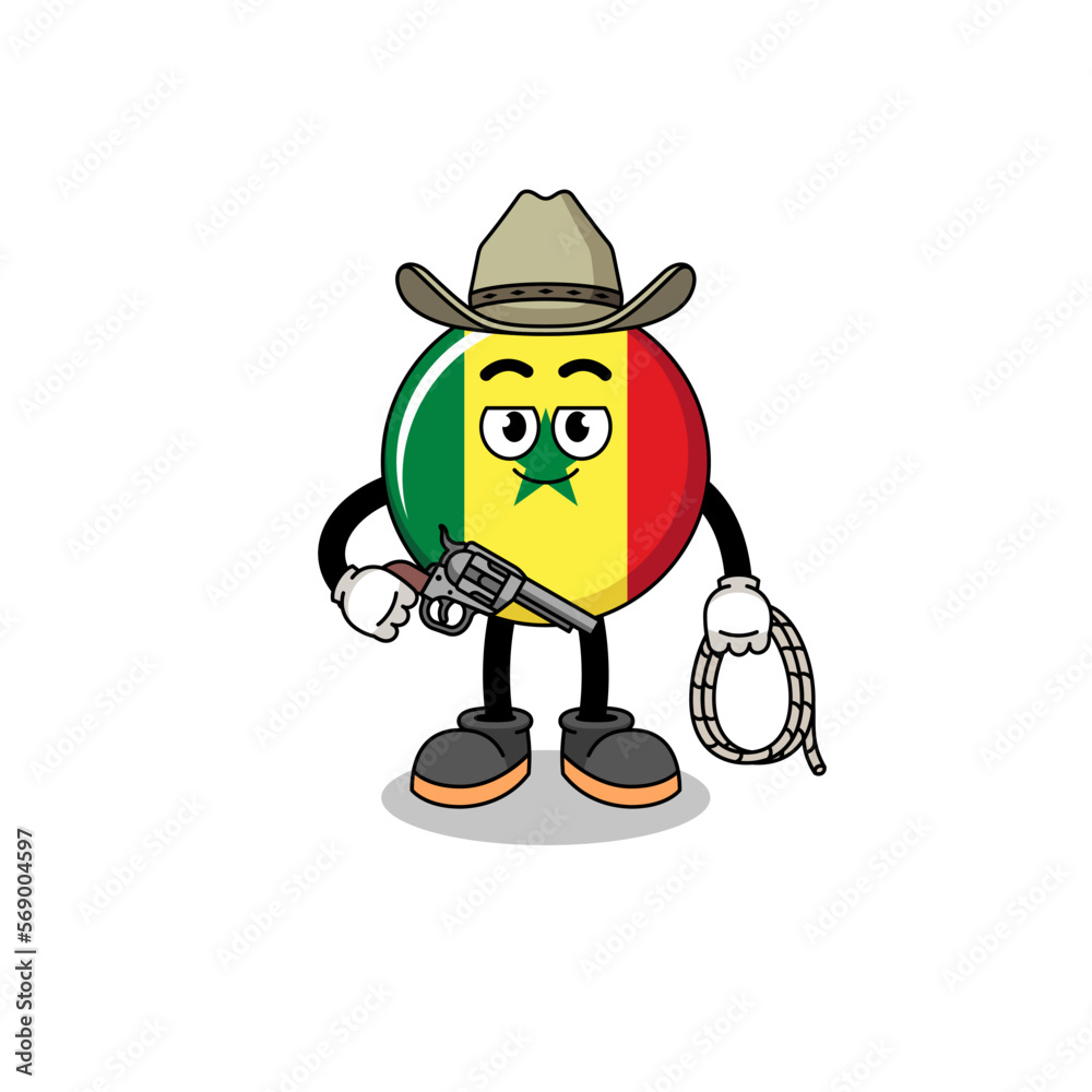 Character mascot of senegal flag as a cowboy Character mascot of senegal flag as a cowboy