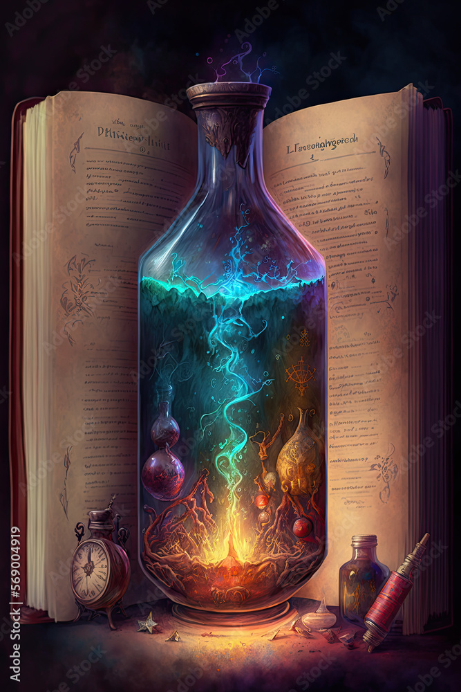 illustrations for a book about potions and spells. Stock Illustration ...
