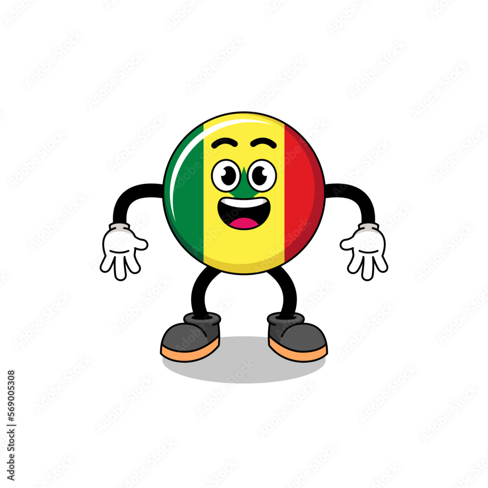senegal flag cartoon with surprised gesture senegal flag cartoon with surprised gesture