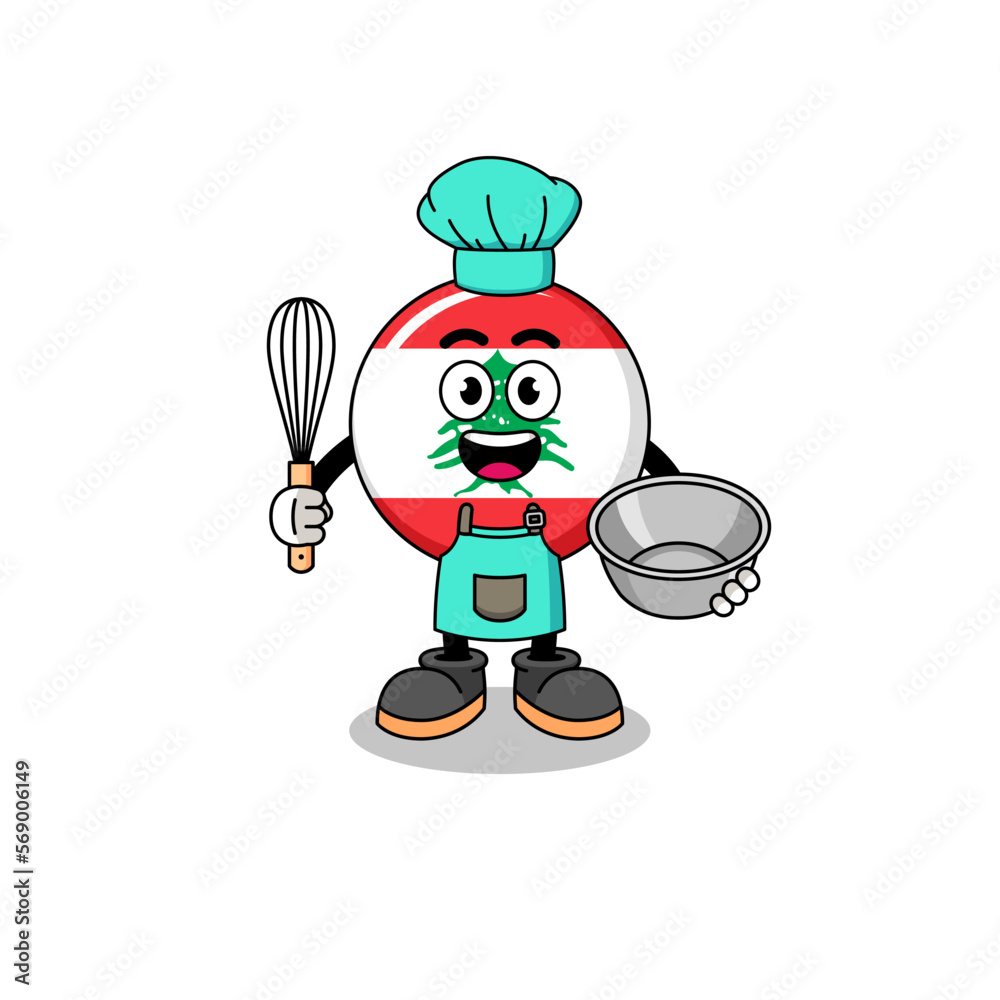 Obraz premium Illustration of lebanon flag as a bakery chef