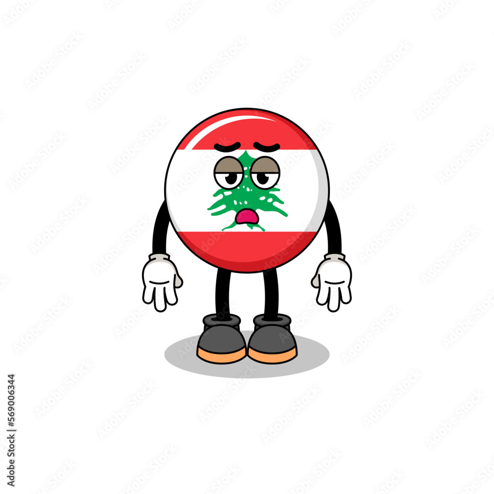 lebanon flag cartoon with fatigue gesture lebanon flag cartoon with fatigue gesture