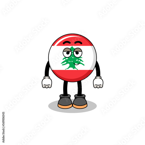 lebanon flag cartoon couple with shy pose
