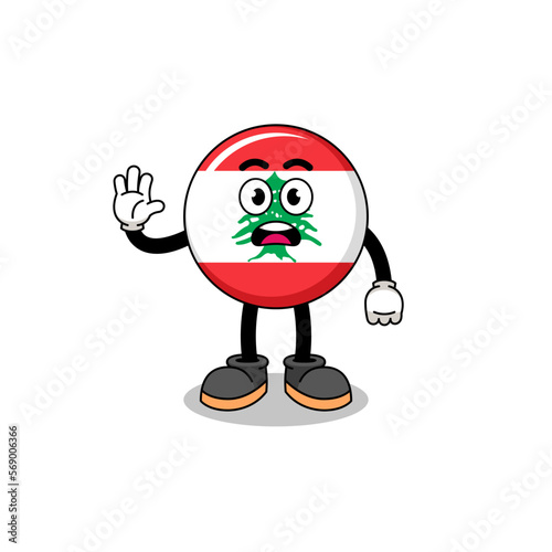 lebanon flag cartoon illustration doing stop hand © Ummu