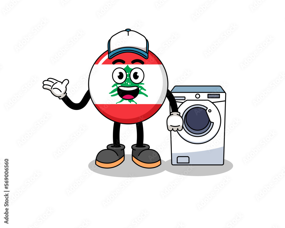 lebanon flag illustration as a laundry man