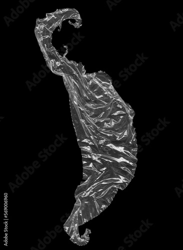Wrinkled plastic wrap texture on a black background wallpaper. Royalty high-quality free stock photo image of realistic plastic wrap for overlay, copy space and photo effect. Wrinkled plastic surface