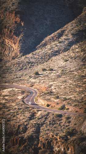 Winding road through the desert