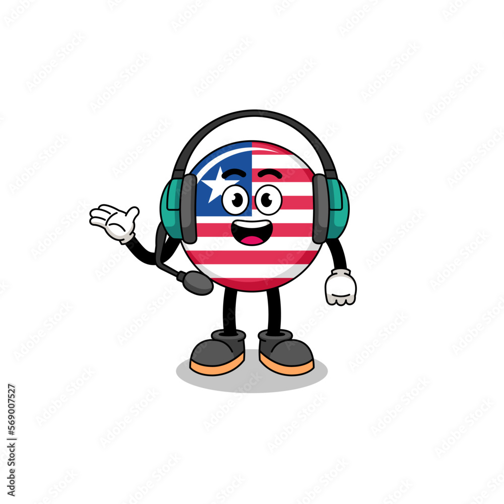 Mascot Illustration of liberia flag as a customer services