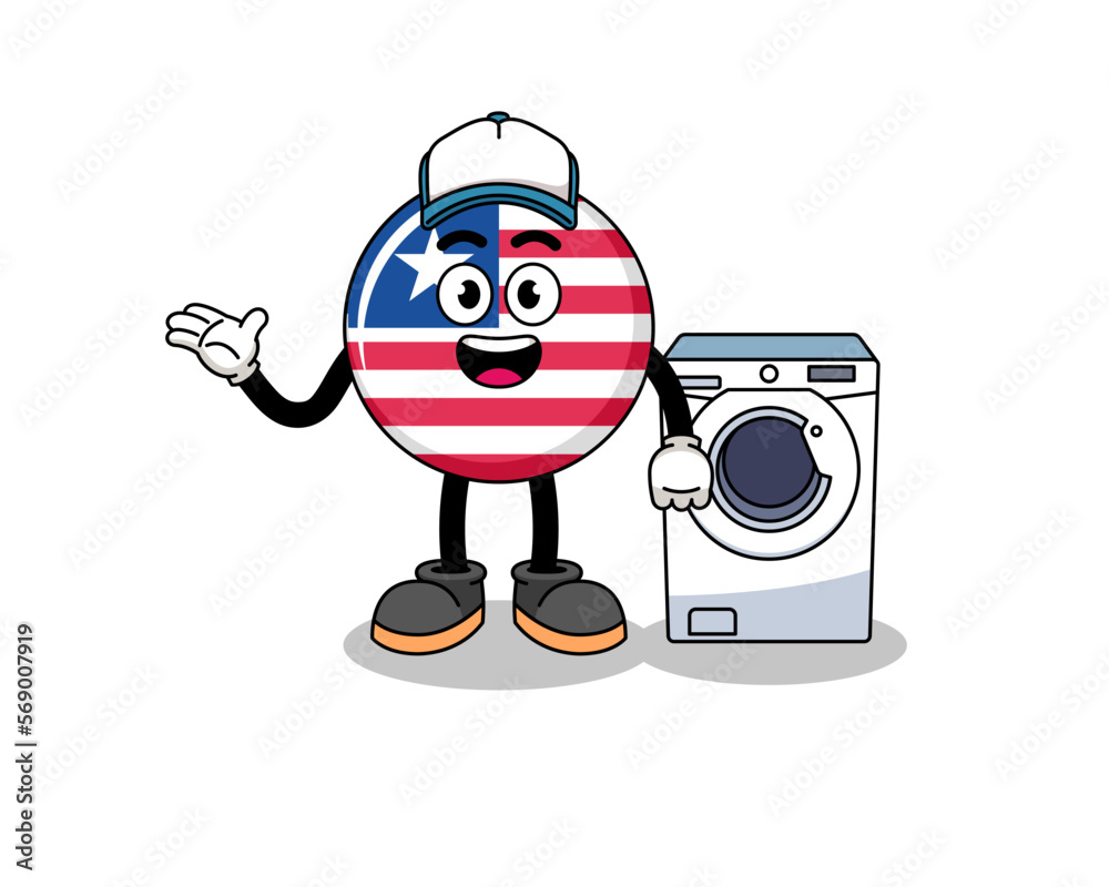 Fototapeta premium liberia flag illustration as a laundry man