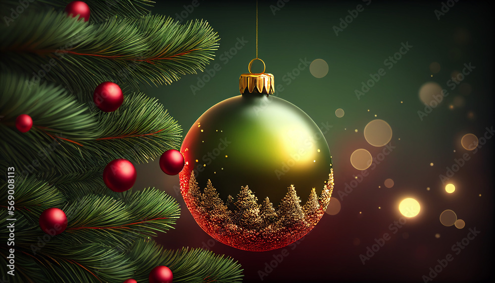 Christmas background with snowflake christmas tree and christmas ball. Generative AI