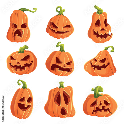 Tableau sur toile Set of pumpkins on a white background