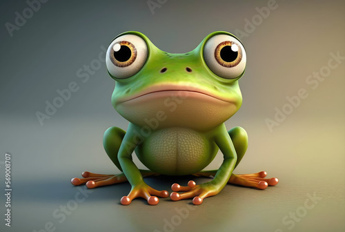 3D Cartoon Green Frog