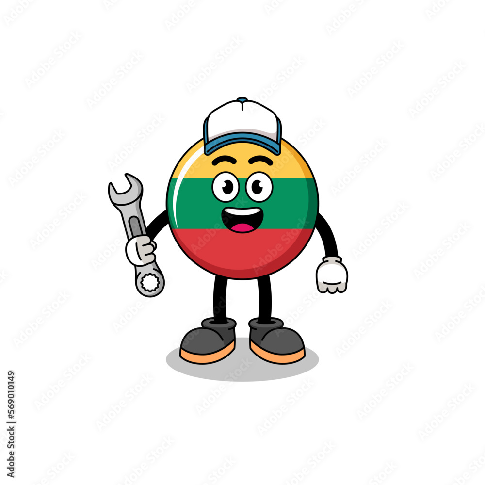 lithuania flag illustration cartoon as a mechanic lithuania flag illustration cartoon as a mechanic