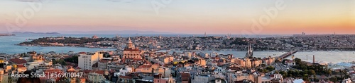 Panorama Sunset Over Istanbul