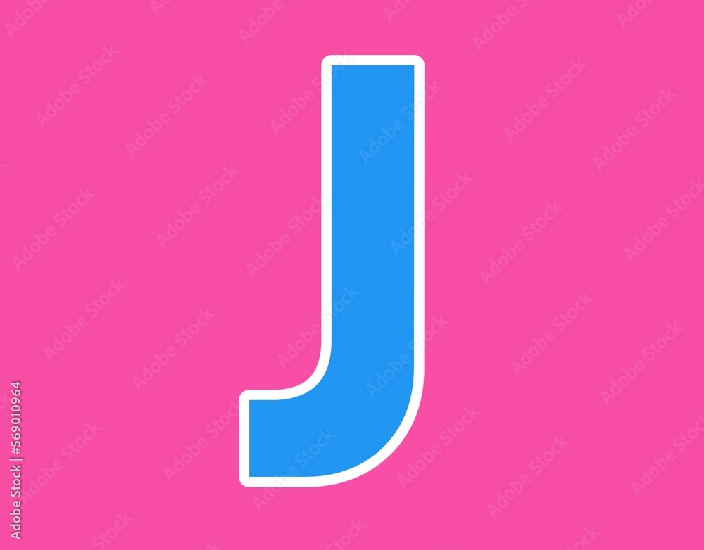 Letter J alphabet uppercase sign design template element. Blue icon at magenta background. Letter J alphabet uppercase sign design template element. Blue icon at magenta background.