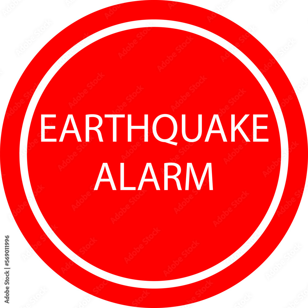 Important earthquake icon. Red circle with text. earthquake alert, attention. Element for instructions in case of an earthquake Important earthquake icon. Red circle with text. earthquake alert, attention. Element for instructions in case of an earthquake