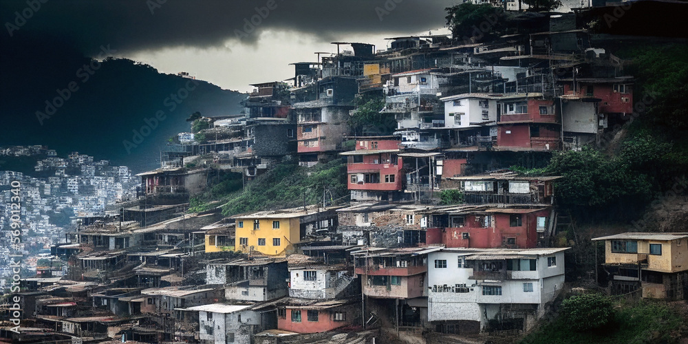 Obraz premium Hillside Favela - Generative Ai