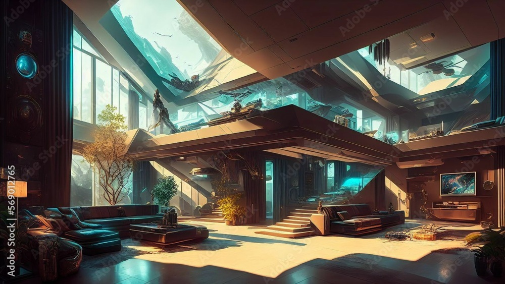 concept art future modern house at sci-fi city , generative art by A.I. concept art future modern house at sci-fi city , generative art by A.I.