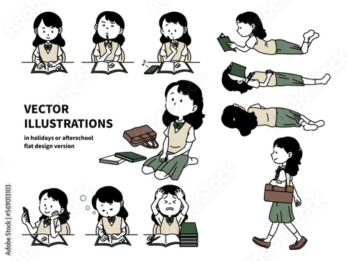 学生　勉強　制服　女子　ブレザー