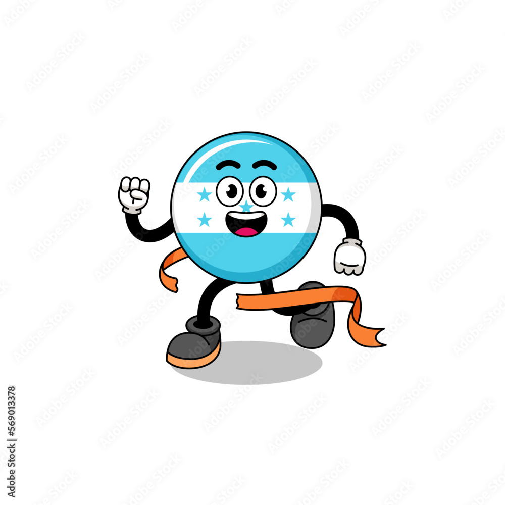 Mascot cartoon of honduras flag running on finish line Mascot cartoon of honduras flag running on finish line