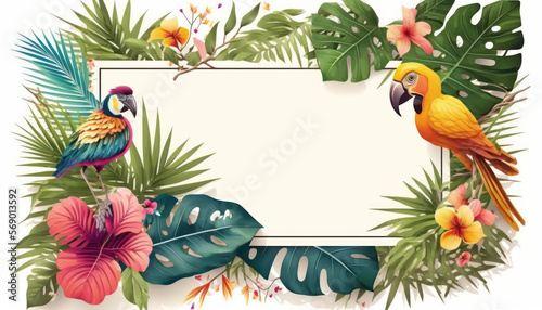 Copyspace of tropical natural frame abstract background. Nature and summer vacation concept. Generative AI