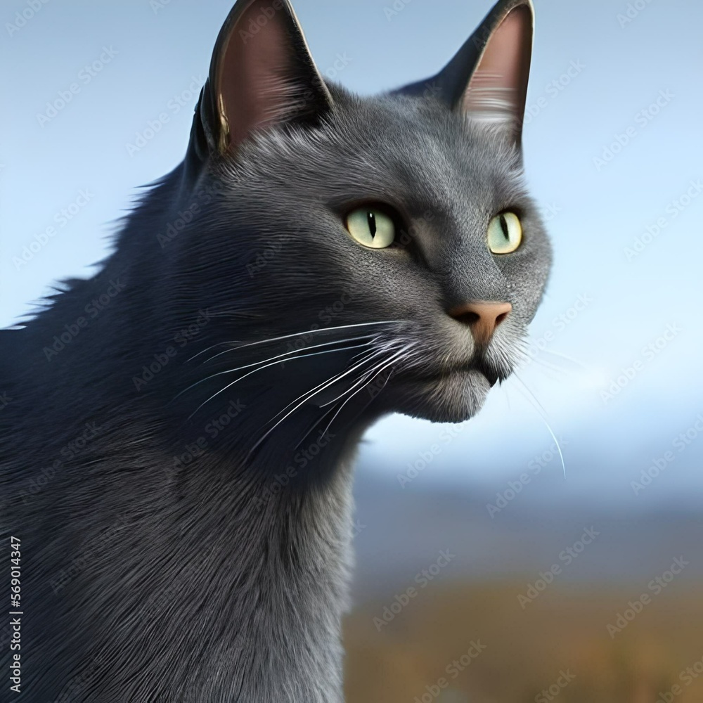 Appealing Rare An AI-created blue cat is a feline with a blue coat color generated ...