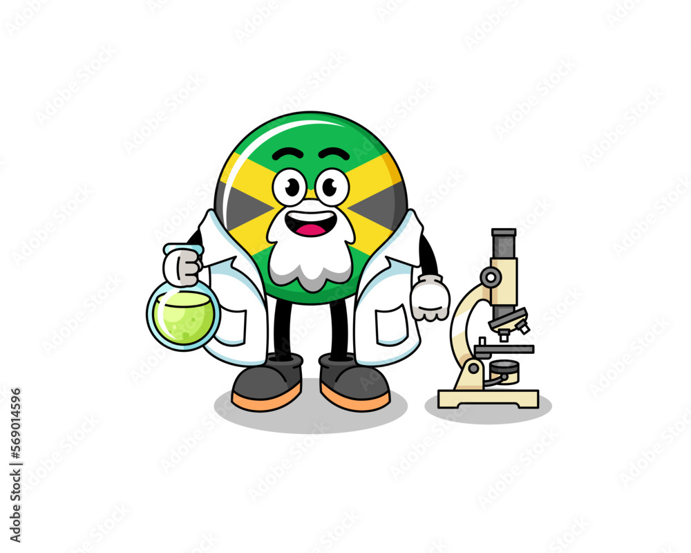 Mascot of jamaica flag as a scientist Mascot of jamaica flag as a scientist
