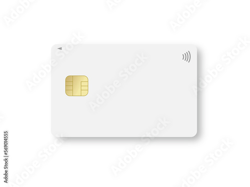 Illustration of credit card on transparent background. White credit card with blank face for design.