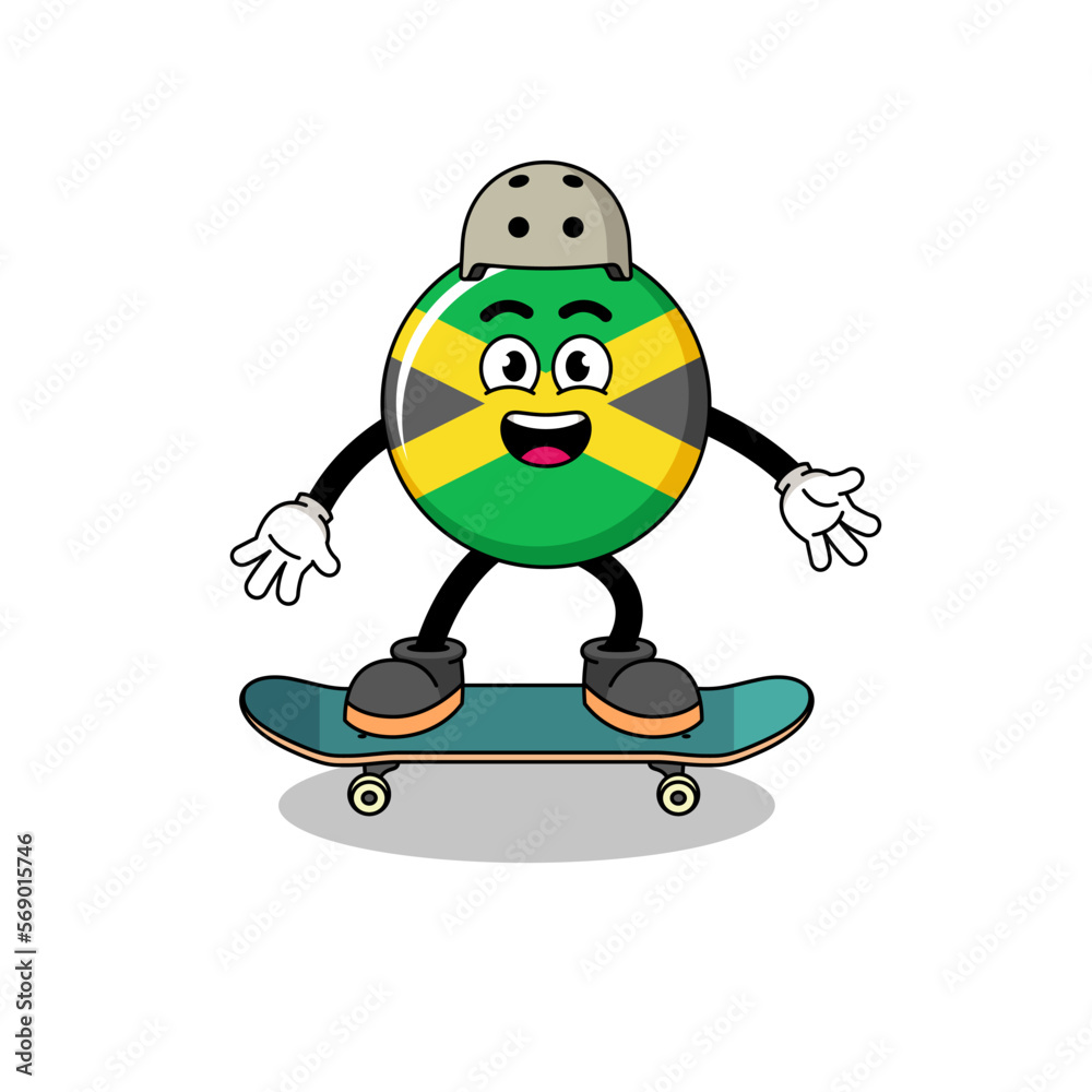 jamaica flag mascot playing a skateboard jamaica flag mascot playing a skateboard